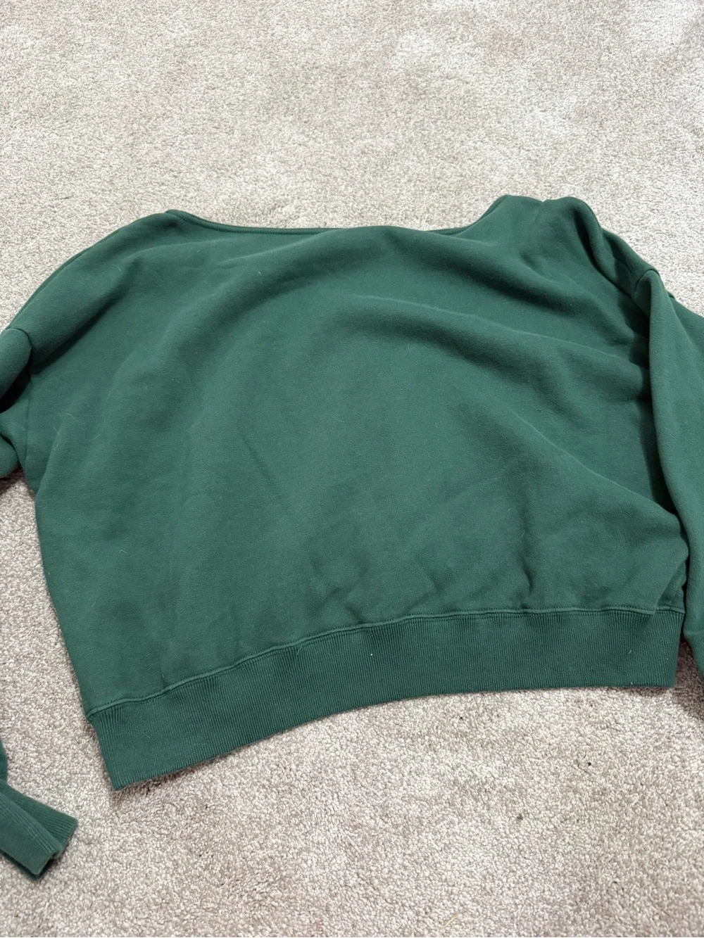 Hollister Dark Green Off-the-Shoulder Cropped Sweater